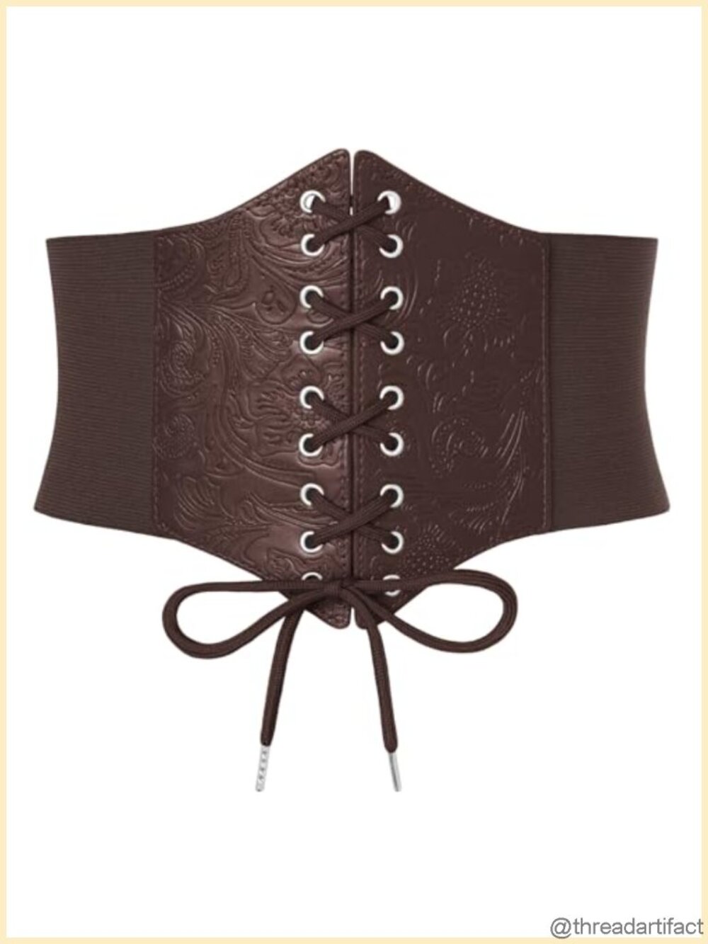 Lace-Up Cinch Corset Belt Elastic Waist PU Leather Underbust Shapewear